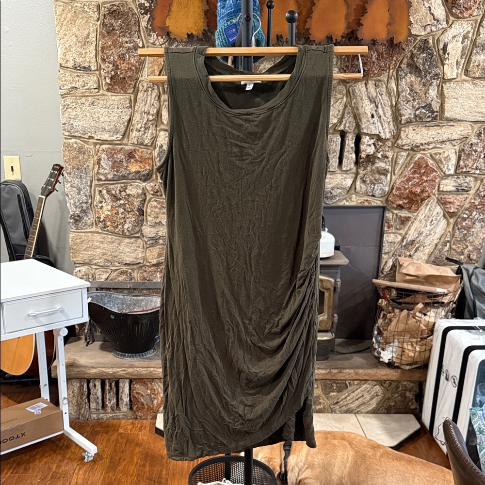 Elegant Asymmetrical Olive Dress